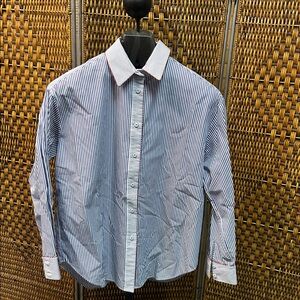 2043 Piazza Sempione Navy and White Striped Dress Shirt Size 42/6 Small?